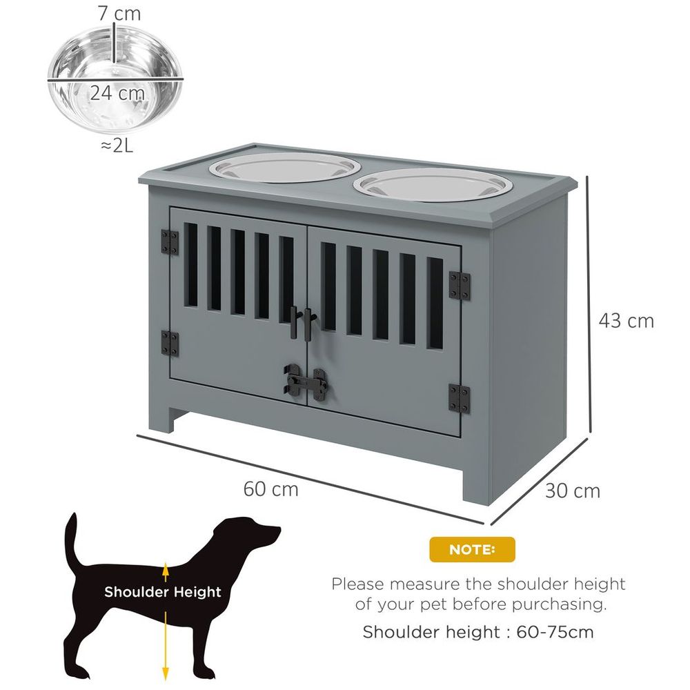 PawHut Raised Dog Bowls for Large Dogs Feeding Station with Stand Storage