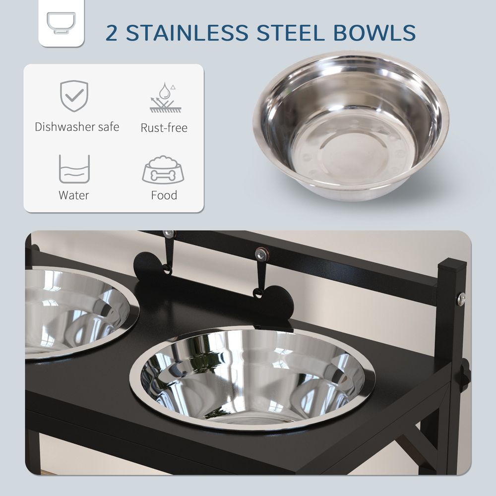 PawHut Raised Dog Bowl w/ Adjustable Height Stand