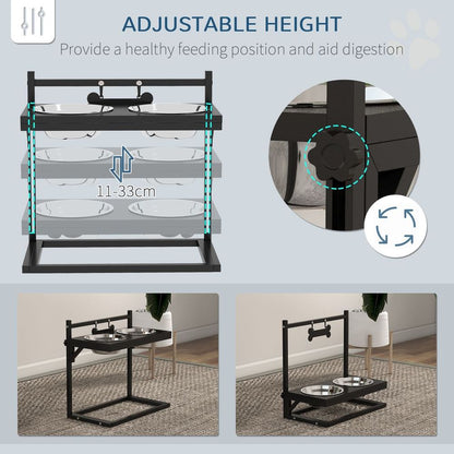 PawHut Raised Dog Bowl w/ Adjustable Height Stand