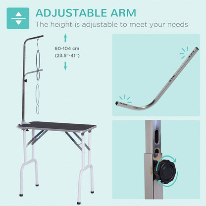 Dog Grooming Table Foldable with Adjustable Arm Max Load 30 KG 81x49x80 cm