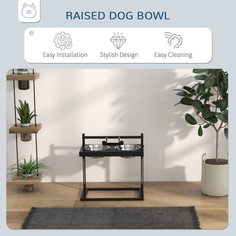 PawHut Raised Dog Bowl w/ Adjustable Height Stand